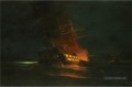 L’incendie d’une frégate turque 2 par Konstantinos Volanakis Batailles navale